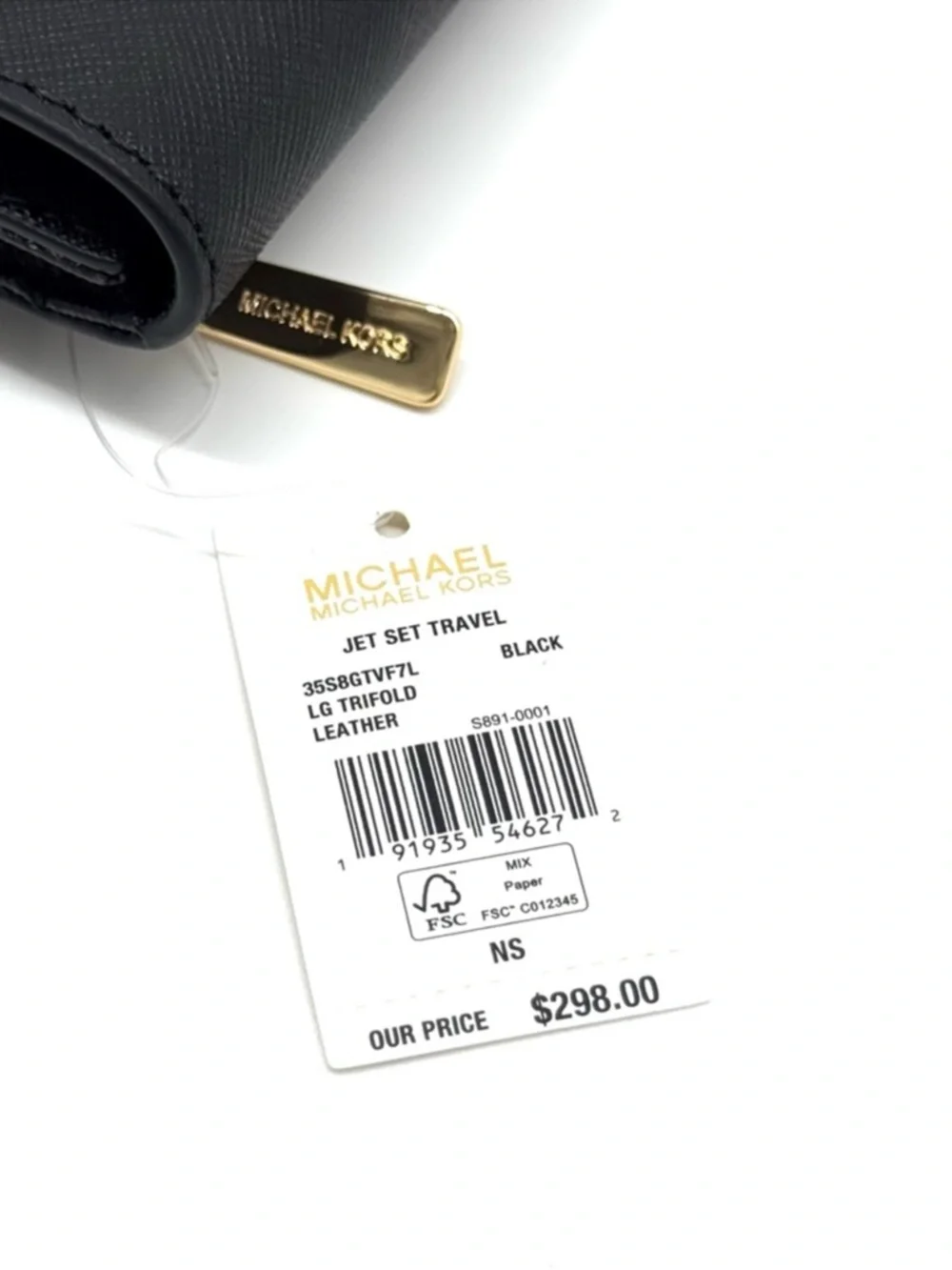 Michael Kors Large Trifold Wallet Black/Gold